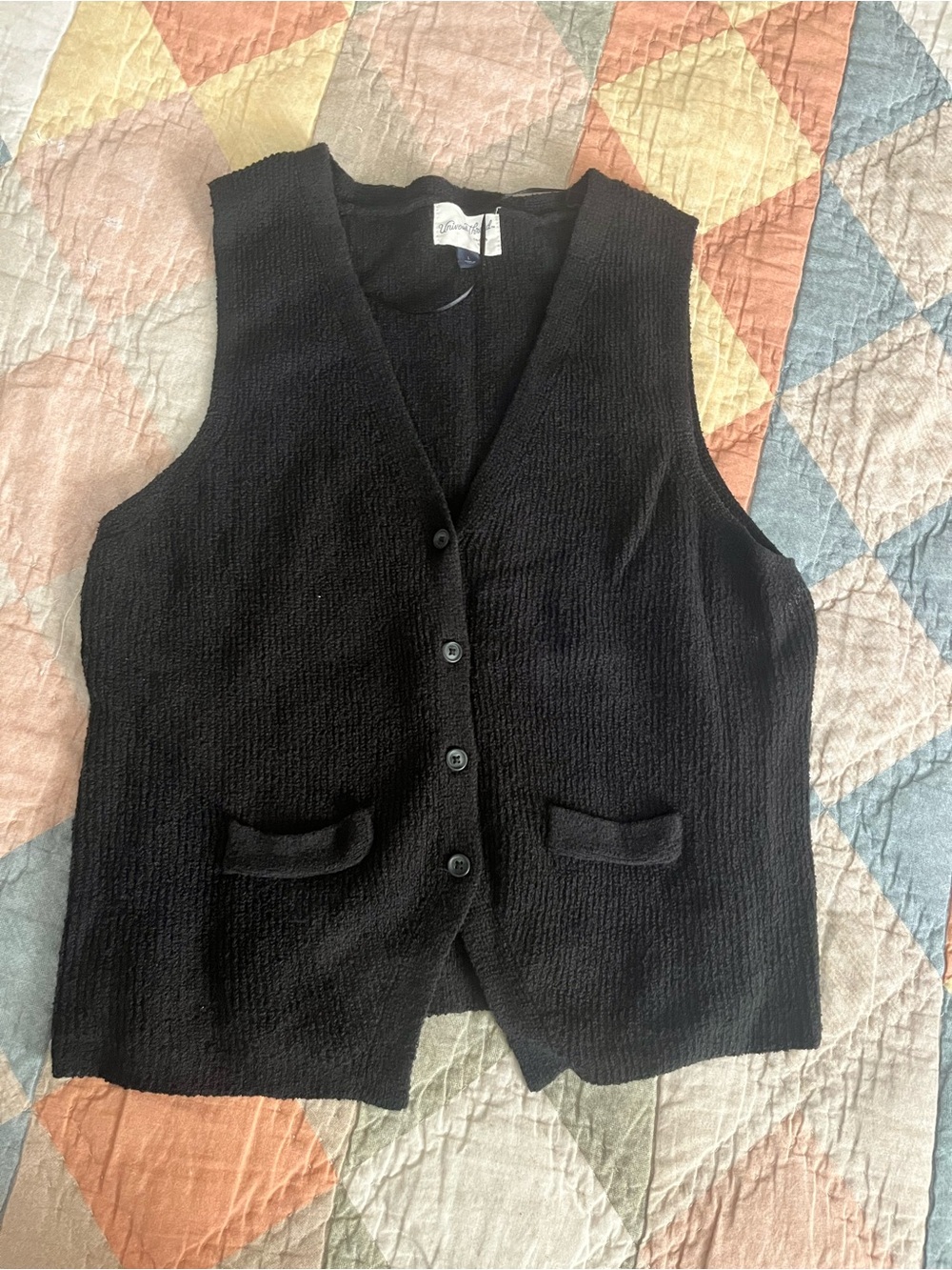 Universal Thread Black Button-Front Sweater Vest